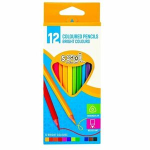 Creioane colorate, culori intense, forma triunghiulara, grosime mina 3 mm, set 12 bucati imagine