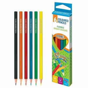 Set 6 creioane colorate, flexibile, forma hexagonala si ergonomic, diferite culori imagine