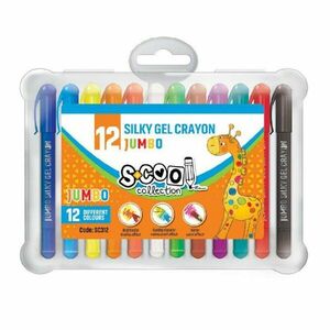 Set 12 creioane pastel Jumbo, lavabile, suport din plastic, 15.5 x 2.2 x 20 cm imagine