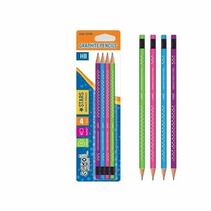 Creion grafit HB, Shining Star, forma triunghiulara, set 4 culori imagine