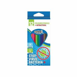 Set 12 creioane colorate, antibacteriene, forma hexagonala, grosime mina 3 mm imagine