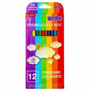 Creioane colorate, hexagonale, corp in culoarea scrierii, lemn, set 12 culori imagine