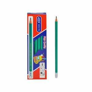Creion grafit flexibil cu radiera, mina HB, ascutire usoara, set 12 bucati imagine