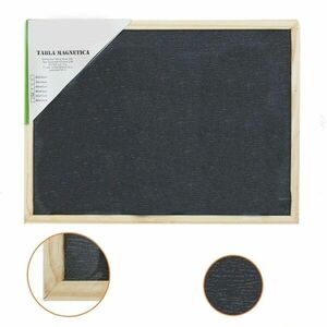 Tabla magnetica cu creta, suprafata de scriere neagra, dimensiune 60x90 cm, lemn imagine