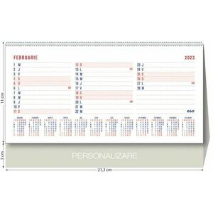 Calendar de birou triptic, pentru anul 2024, personalizabil, spatiu notite, hartie alba imagine