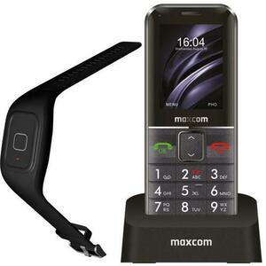 Telefon mobil MaxCom Comfort MM735, Single SIM, cu tracker GPS si bratara SOS (Negru) imagine