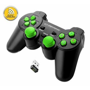 Controller wireless 2.4Ghz PS3/PC Esperanza Gladiator, USB, 12 butoane, negru/verde imagine