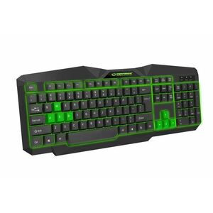 Tastatura gaming cu fir Esperanza Tirions, USB, iluminare led, 10mA, 5V/0, 25V, 45 x 17, 5 x 26 cm, negru/verde imagine