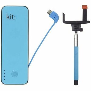 Baterie Portabila Kit PWR4BTSSBLBUN 4500 mAh Blue + Selfie Stick Bluetooth imagine