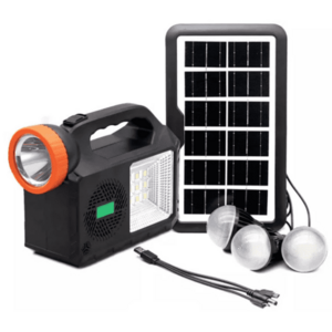 Kit solar de iluminare GD Times GD-102, 3 becuri, boxa BT, radio, 80W imagine