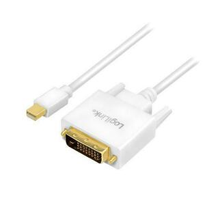 Cablu LOGILINK CV0137, Mini-DisplayPort - DVI-D DL, 1.8m, conectori auriti, Full HD/60Hz (Alb) imagine
