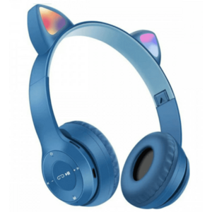 Casti Bluetooth urechi de pisica P47M LED RGB ALBASTRE imagine