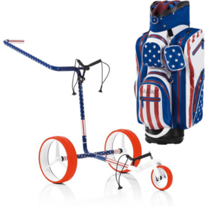 Jucad Carbon 3-Wheel Aquastop Bag SET USA Cărucior de golf manual imagine