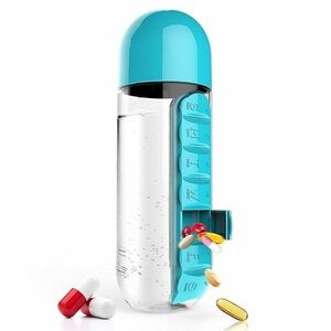 Sticla de apa Pill & Vitamin Water Bottle 600 ml cu distribuitor pentru medicamente imagine