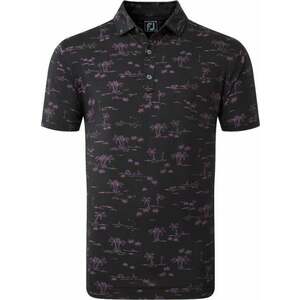 Footjoy Tropic Golf Print Mens Polo Shirt Black/Orchid XL imagine