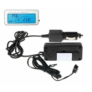 Termometru electronic auto, afisaj LCD, lungime cablu: 1, 5m, 2 senzori, 75 mm x 35 mm x 15 mm, negru imagine