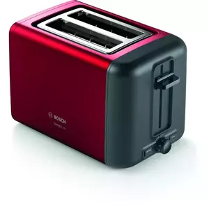 Prajitor paine Bosch TAT3P424, 2 felii, 970W, rosu-negru imagine