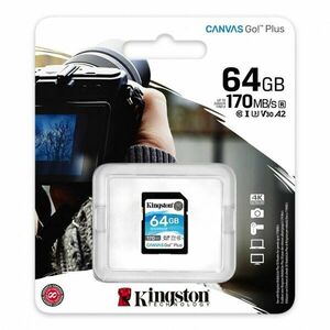 Card de memorie SD Kingston Canvas GO Plus, 64GB, Clasa 10, UHS-I, Adaptor inclus imagine