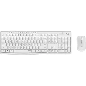 Kit wireless tastatura si mouse Logitech MK295 Silent, US layout, Off white imagine