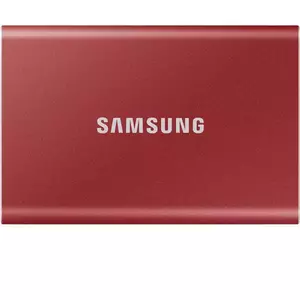 SSD extern Samsung T7 portabil, 500GB, USB 3.2, Metallic Red imagine