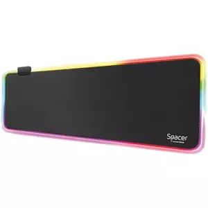 Mousepad gaming RGB Spacer, cauciuc si material textil, 900 x 300 x 3 mm, 1.8 m lungime cablu, Negru imagine