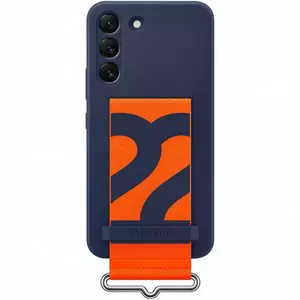 Husa de protectie Samsung Silicone Cover with Strap pentru Galaxy S22 (S901), Navy imagine