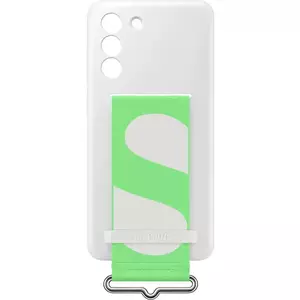 Husa de protectie Samsung Silicone Cover with Strap pentru Galaxy S21 FE 5G, White imagine