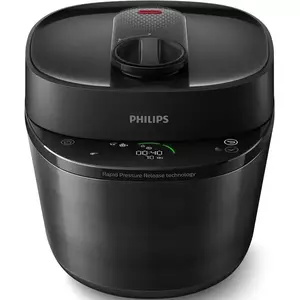 Philips All-in-One MultiCooker cu gatire sub presiune HD2151/40, 1000W, capacitate 5l, 35 programe pre setate, gatire rapida, eliberarea presiunii, personalizarea etapelor de gatit, app NutriU, Negru imagine