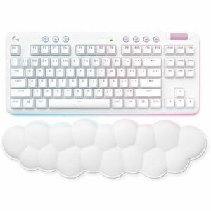Tastatura mecanica gaming Logitech Lightspeed G715, Wireless, TKL, RGB, layout US INT'L, White Mist imagine