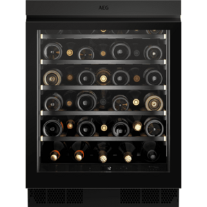 Racitor de vinuri incorporabil AEG AWUS040B8B, 134 l, 40 sticle, 60 cm, rafturi lemn, Clasa F, Negru mat imagine