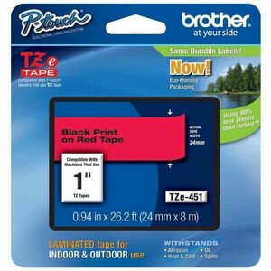 Brother TZE451 Tape 24mm Black/Red Ribbon Cartridge imagine