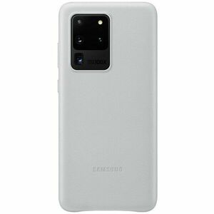 Husa de protectie Samsung pentru Galaxy S20 Ultra, Piele naturala, Gri deschis imagine