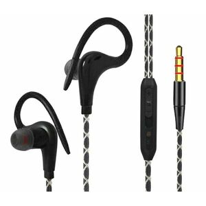 Casti sport in-ear cu fir, carlig prindere, IPX5, microfon incorporat, 20-22kHz, 96-3dB, 16Ω, negru imagine