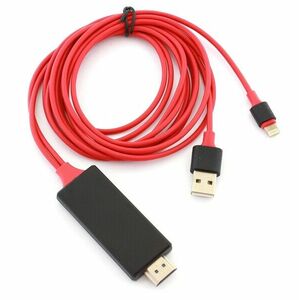 Cablu HDMI - MHL - Lightning, 19 pini, USB 2.0, full HD, rosu/negru imagine