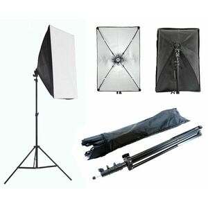 Kit studio foto, inaltime trepied: 78 - 230cm, suport umbrela inclus, E27, 230V, negru imagine