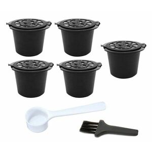 Capsule cafea reutilizabile, 5buc, filtru otel, 8g, 2, 5 x 3, 6cm, negru imagine