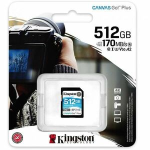 Card de memorie SD Kingston Canvas GO Plus, 512GB, Clasa 10, UHS-I, Adaptor inclus imagine