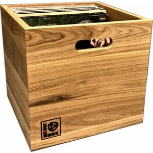 Music Box Designs Oiled Oak 12 Inch Vinyl Record Storage Box Cutia Cutie pentru înregistrări LP imagine