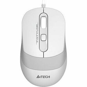 Mouse A4tech, PC sau NB, cu fir, USB, optic, 1600 dpi, butoane/scroll 4/1, buton selectare viteza, Alb/Gri imagine