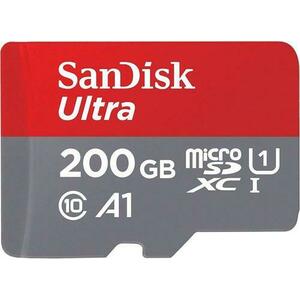 Card de memorie SanDisk Ultra Android microSDXC, 200GB, 100MB/s, Clasa 10, UHS-I + Adaptor imagine