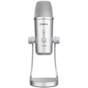 Microfon Boya BY-PM700SP, 24Bit 48kHz, design triple capsule, USB-C si Lightning, Argintiu imagine