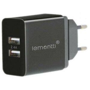 Incarcator Retea Lemontti LIR2UN24A, Dual USB, 2.4A (Negru) imagine
