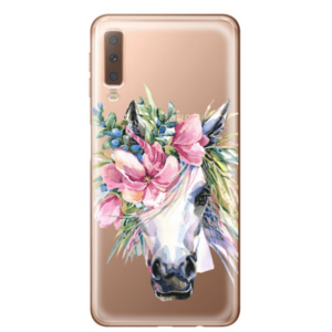 Protectie Spate Lemontti Art Watercolor Unicorn LEMHSPA718TWU pentru Samsung Galaxy A7 2018 (Multicolor) imagine