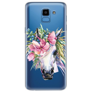 Protectie Spate Lemontti Art Watercolor Unicorn LEMHSPJ618TWU pentru Samsung Galaxy J6 2018 (Multicolor) imagine