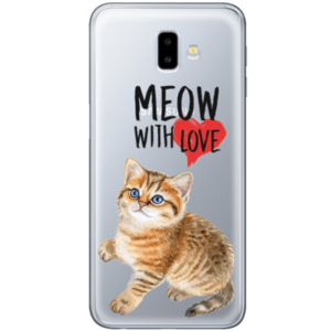 Protectie Spate Lemontti Art Meow With Love LEMHSPJ6PMLV pentru Samsung Galaxy J6 Plus (Multicolor) imagine
