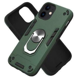 Protectie Spate Lemontti Armour Series 2 in 1 EDA00710701H pentru Apple iPhone 12 mini + Suport ring magnetic (Verde) imagine
