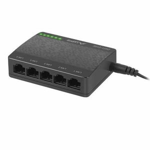 Switch Lanberg 41567, cu 5 porturi Fast Ethernet RJ-45 10/100 Mbps, 5V, racire pasiva, negru imagine