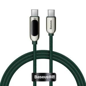 Cablu de date Baseus 6953156206588, USB-C - USB-C, 100W, 1m, Verde imagine