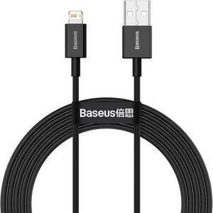 Cablu de date Baseus CALYS-C01, USB - Lightning, 2 m, 2.4A, Negru imagine