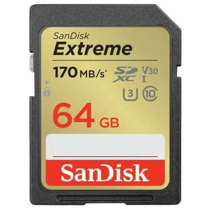 Card de memorie SanDisk Extreme SDXC, 64GB, UHS-I U3, Clasa 10, V30 imagine